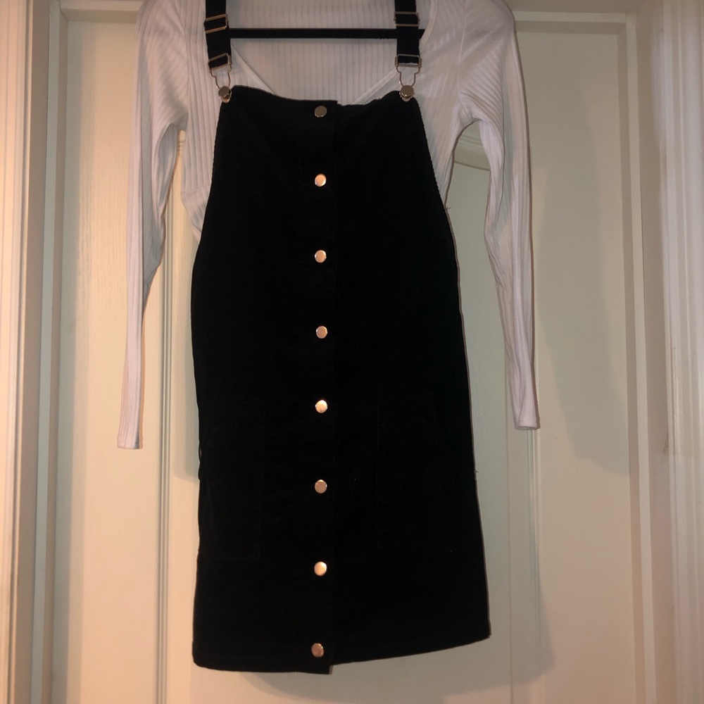 Corduroy overall button up dress